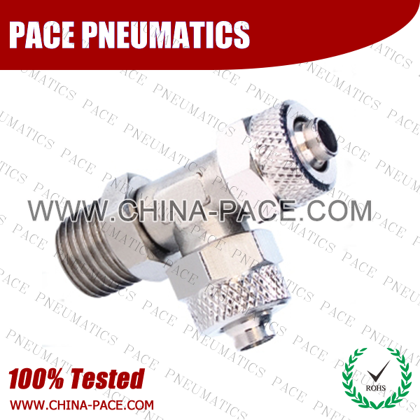 Swivel Male Run Tee Two Touch Fittings, Push On Fittings, Rapid Fittings For Plastic Tube, Brass Air Fittings